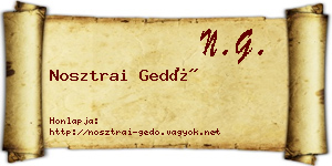 Nosztrai Gedő névjegykártya